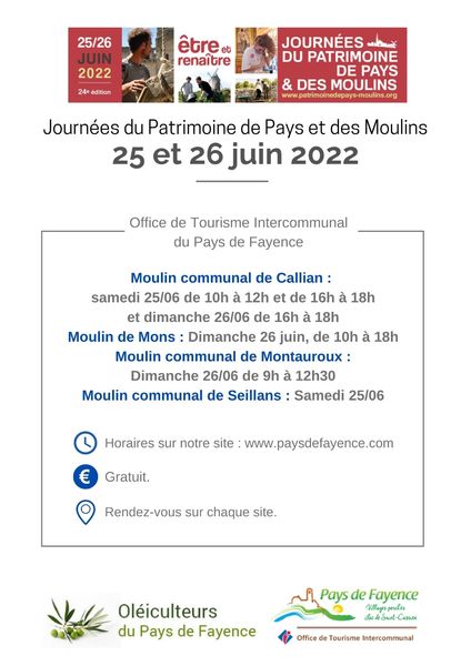 Journées des Moulins 25-26 Juin 2022